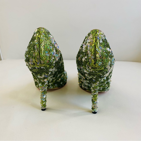 Dolce & Gabbana Green Sequins Embellishments Pointed Toe Pumps SZ 7/37 - Picture 7 of 9